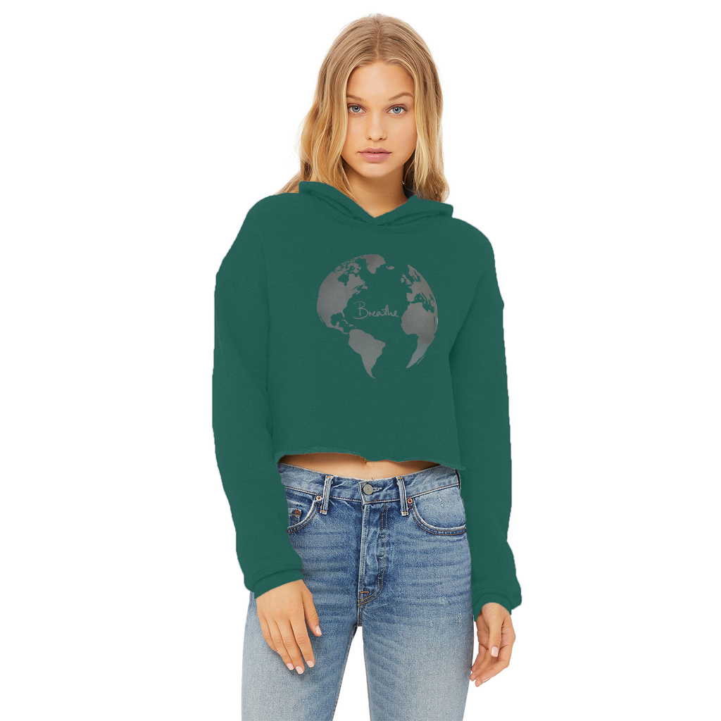 Breathe Earth Day Cropped Eco Hoodie