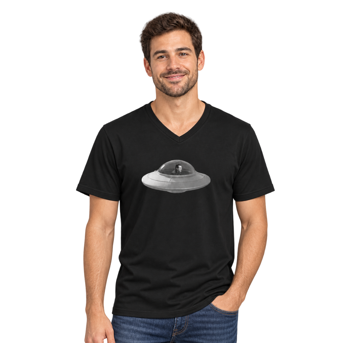 'Jules in Space' Eco-friendly V-neck Tee