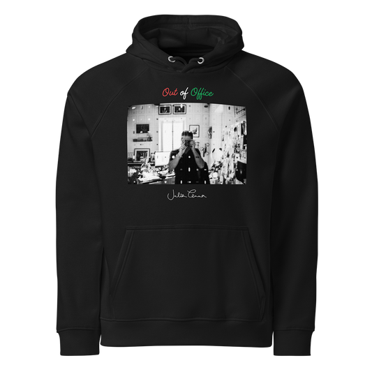 'Out of Office' Lennon Selfie Eco-Friendly Hoodie in Black