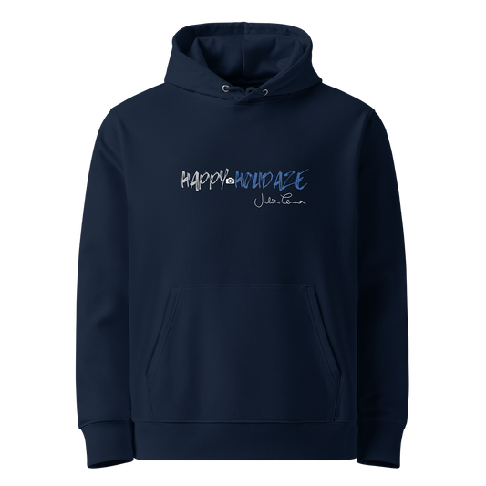 'Happy Holidaze' Camera Motif Eco-Friendly Hoodie in Navy