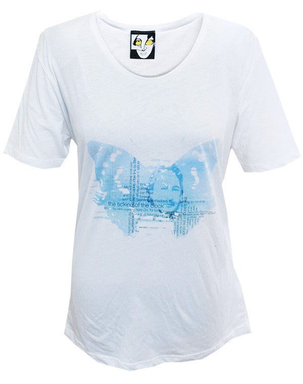 Julian Lennon (Ticking Of The Clock Blue) White Scoop Neck T-Shirt