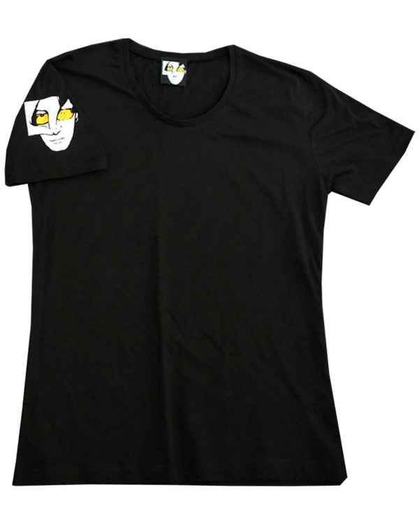 Julian Lennon (JL Logo on Sleeve) Black Scoop Neck T-Shirt